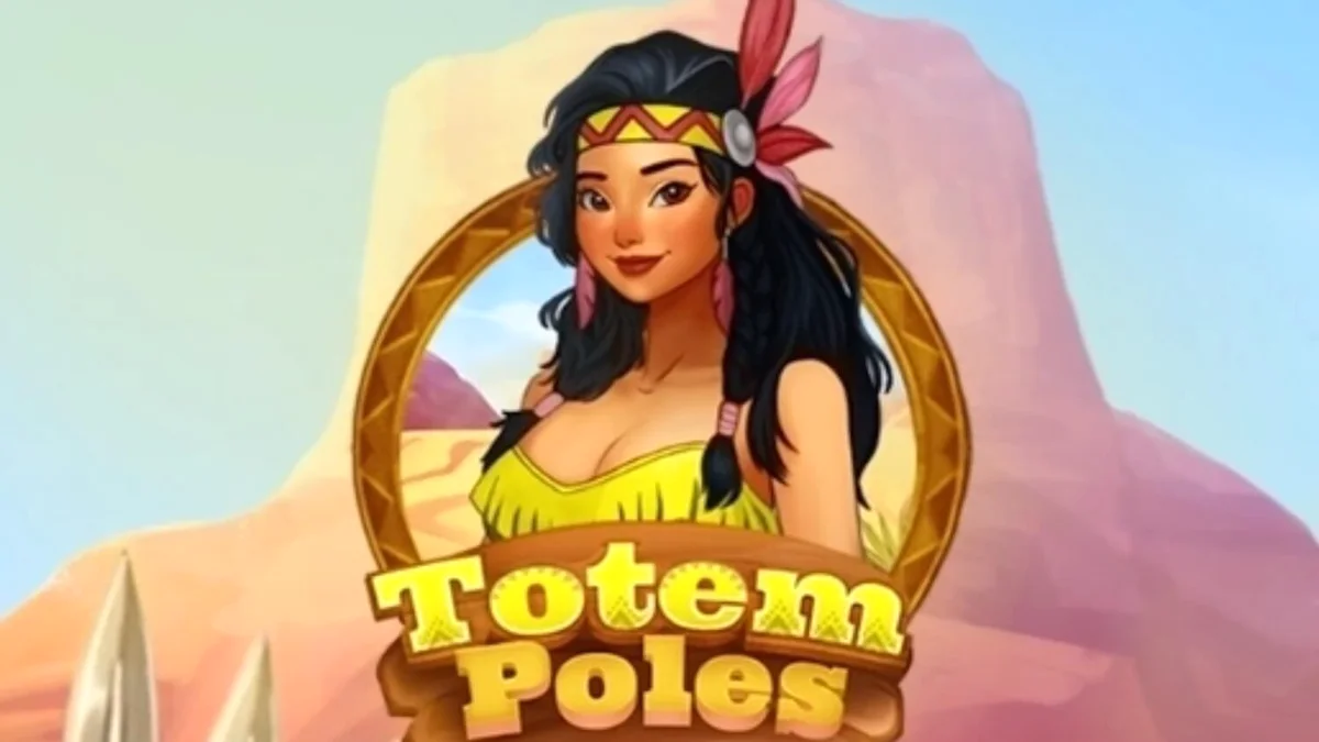 Tampilan visual slot Totem Poles dengan tema seni pribumi Amerika Utara dan simbol hewan roh.