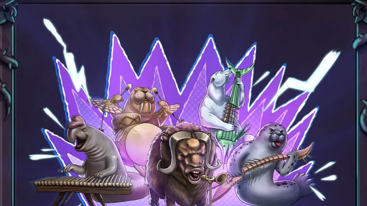 Tampilan visual slot Punk Penguin dengan tema konser punk rock