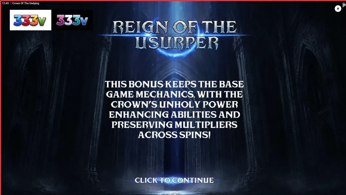 Tampilan visual slot Crown of the Undying dengan tema fantasi gelap dan grid 6x5.