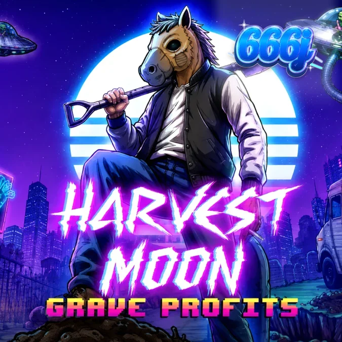 Tampilan visual slot Harvest Moon Grave Profits dengan tema laboratorium horor